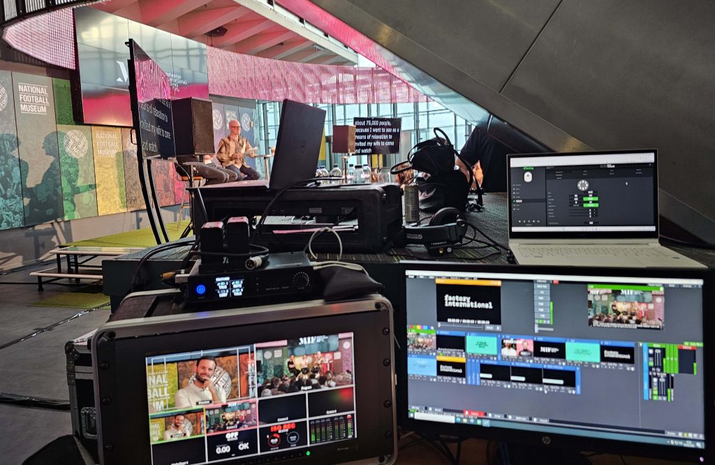 Production desk at Formations Live Stream with Juan Mata for Manchester International Festival