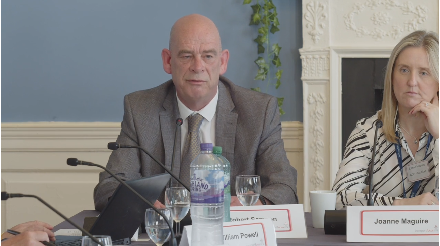 Close up of speaker at Transport Focus Board Meeting