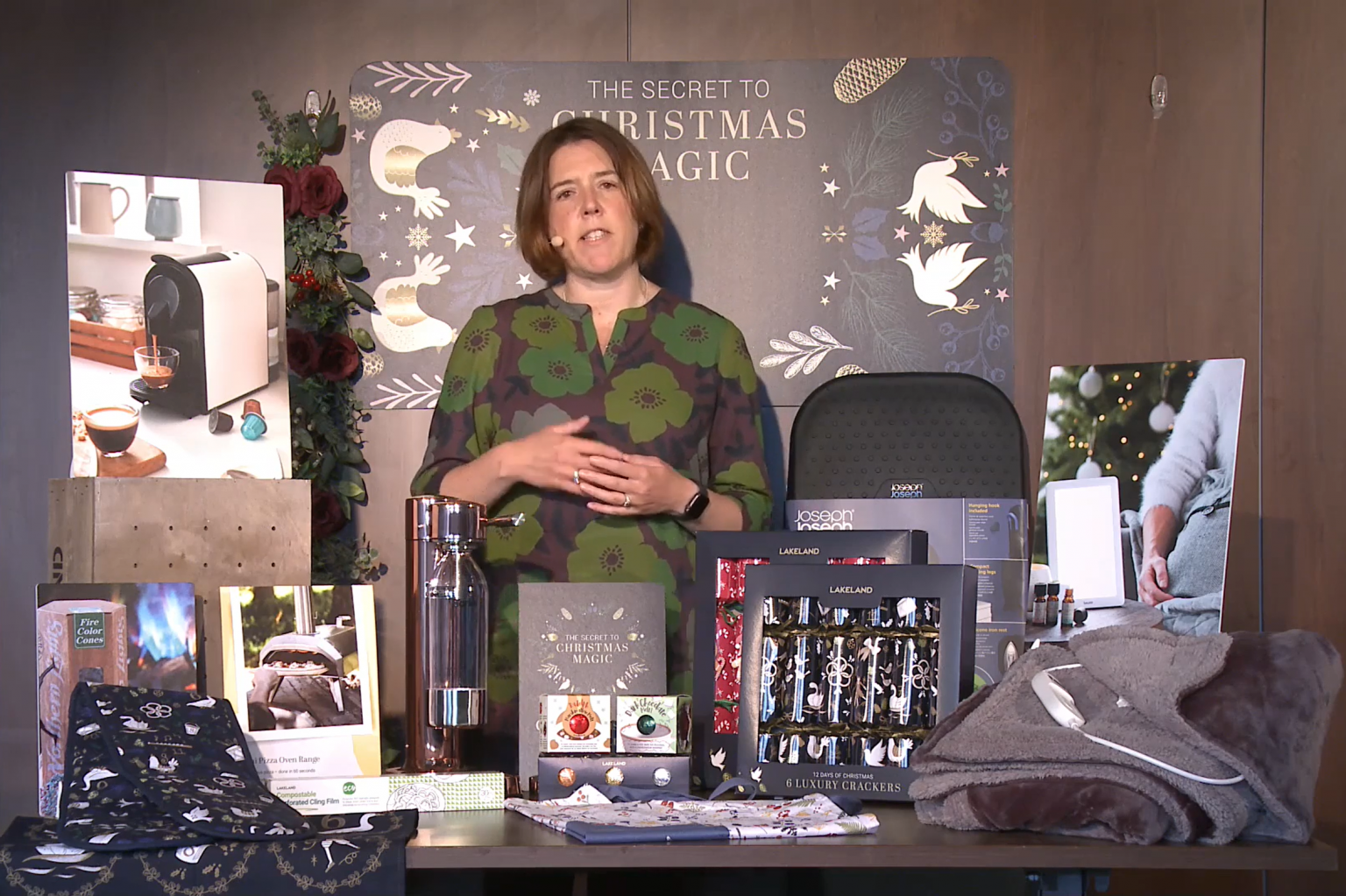 Lady showcasing products during the Spring product launch live stream for Lakeland