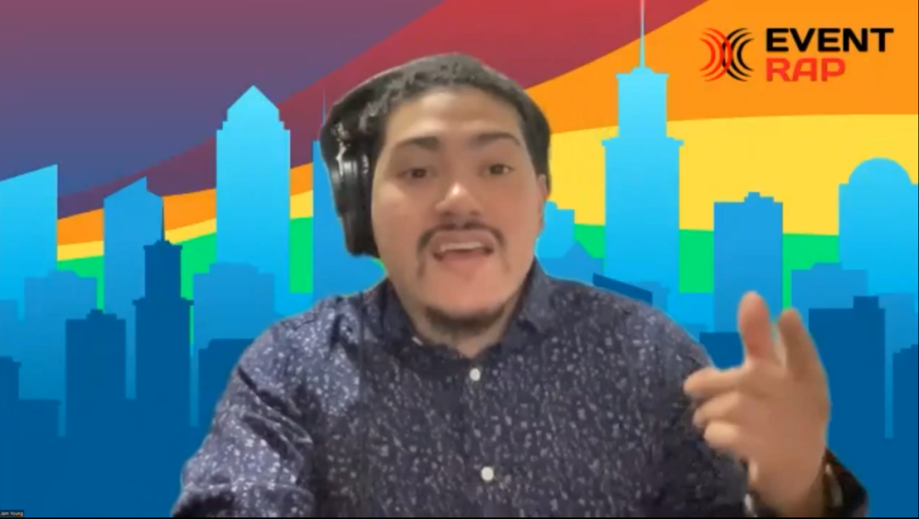 Remote rapper doing live performance for audience during live stream.