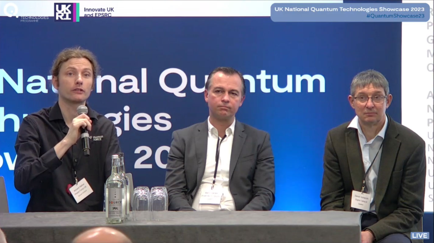 3 presenters in person at live event that is being streamed.